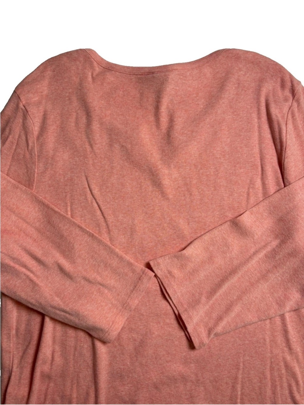 Chico's Skylar Split Neck Top Size 2 US Large Coral Haze Heather 3/4 Sleeve - Picture 5 of 10